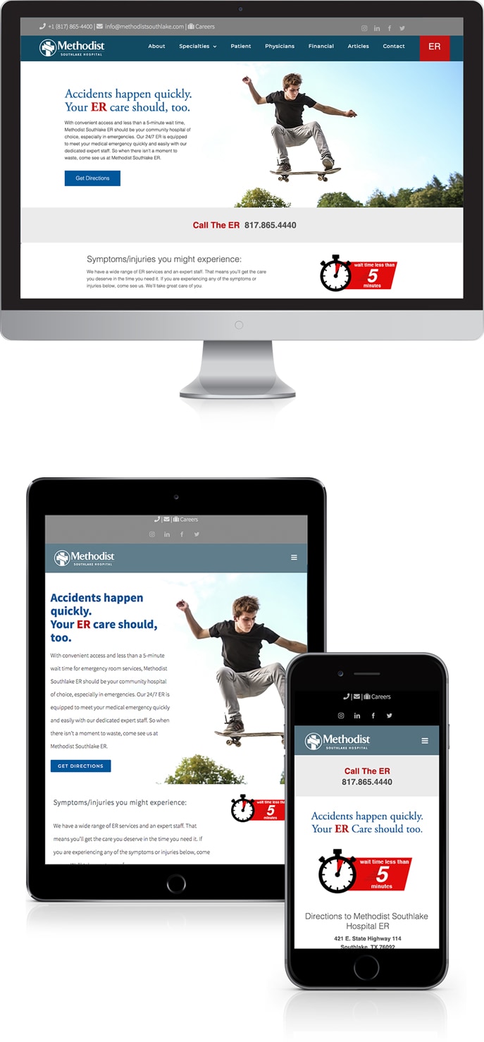methodist-web-mobile Methodist ER - healthcare marketing - Agency Creative Dallas