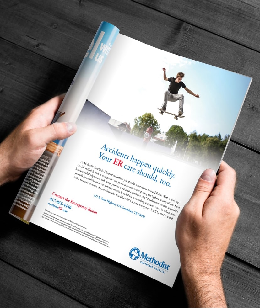 mslerprintad_handmockup-2 Hospital Marketing Case Study - Methodist Southlake Hospital - Agency Creative Dallas