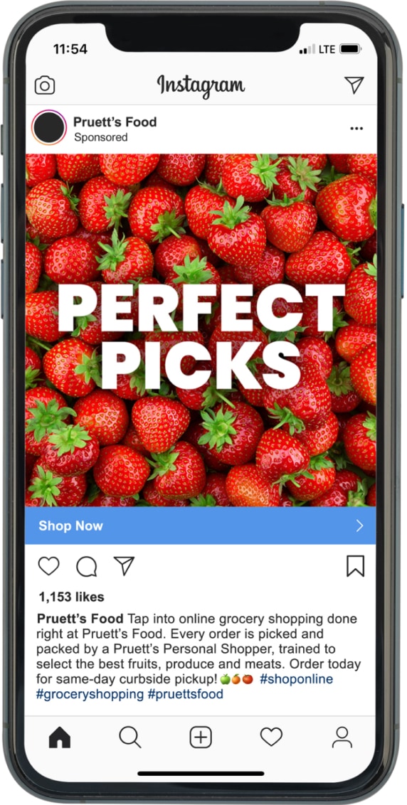 pruetts_instagram_mocku-1 Pruitt's Food Grocery Store Social Media Marketing